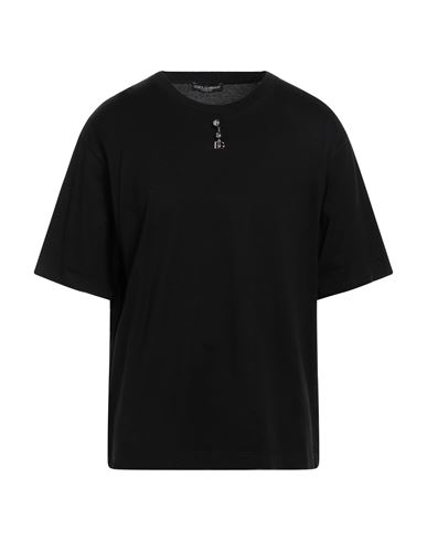 Dolce & Gabbana Man T-shirt Black Size 34 Cotton, Zamak, Abs - Acrylonitrile Butadiene Styrene, Bras