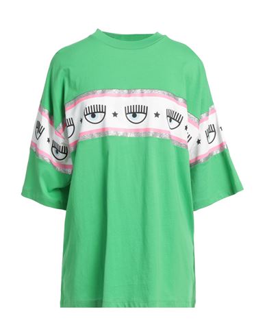 Chiara Ferragni Woman T-shirt Green Size L Cotton