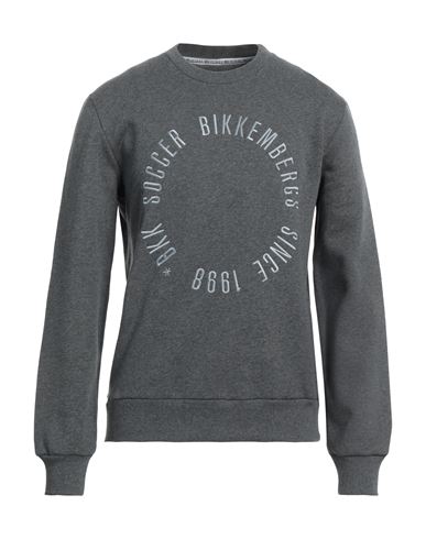 Bikkembergs Man Sweatshirt Grey Size L Cotton, Wool, Elastane