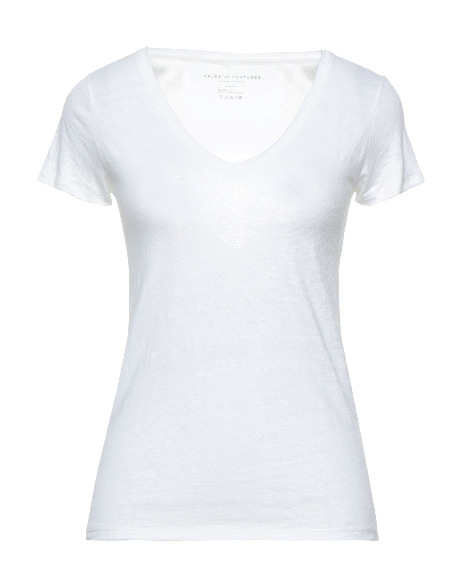 Majestic Soft Touch Short-sleeve V-neck Tee In White