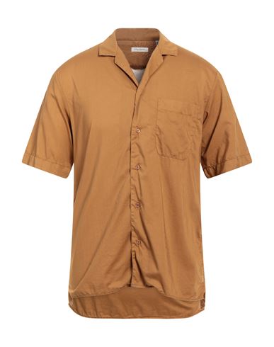 Paolo Pecora Man Shirt Camel Size 17 Cotton In Beige