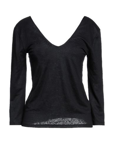 Majestic Filatures Woman T-shirt Black Size 1 Linen, Elastane