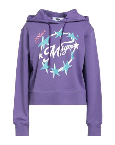 Msgm Woman Sweatshirt Purple Size M Cotton