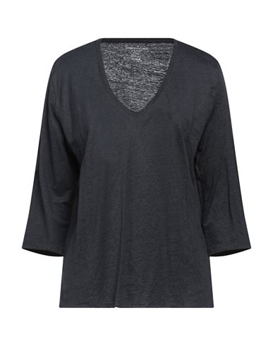 MAJESTIC MAJESTIC FILATURES WOMAN T-SHIRT MIDNIGHT BLUE SIZE 2 LINEN, ELASTANE 