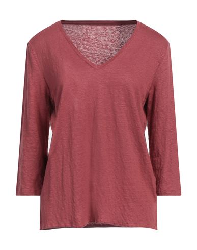 Shop Majestic Filatures Woman T-shirt Burgundy Size 1 Linen, Elastane In Red