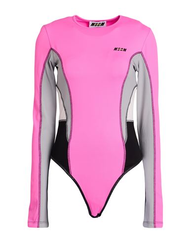 Msgm Woman Bodysuit Fuchsia Size Xl Polyamide, Elastane In Pink