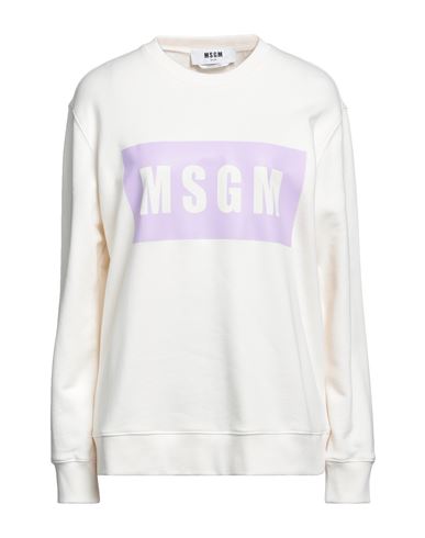 Msgm Woman Sweatshirt Ivory Size L Cotton In White