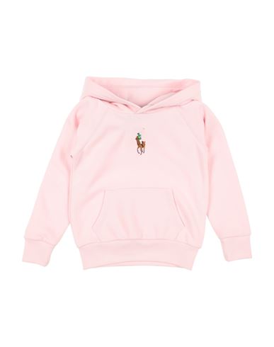 Polo Ralph Lauren Babies'  Big Pony Fleece Hoodie Toddler Girl Sweatshirt Pink Size 5 Cotton, Recycled Polyes