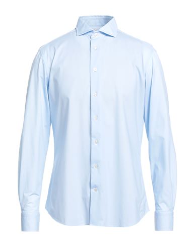 Traiano Man Shirt Azure Size 15 ¾ Polyester, Polyamide, Elastane In Blue