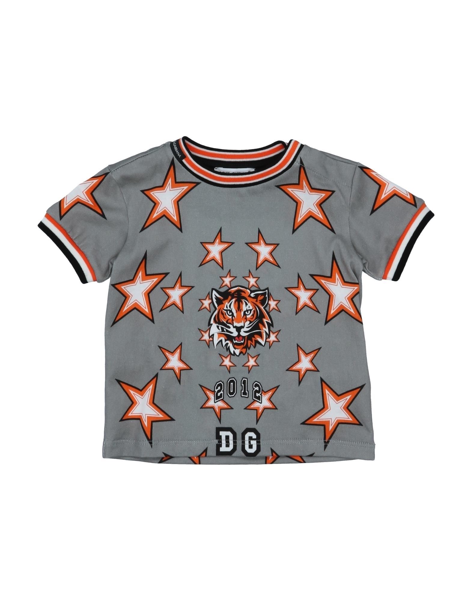 Dolce & Gabbana Kids'  Newborn Boy T-shirt Grey Size 3 Cotton, Elastane