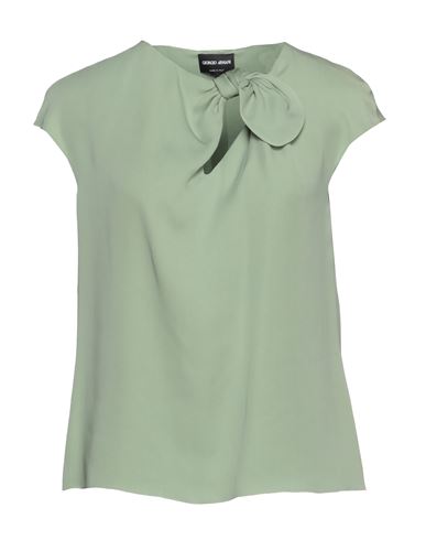 Shop Giorgio Armani Woman Top Light Green Size 2 Silk