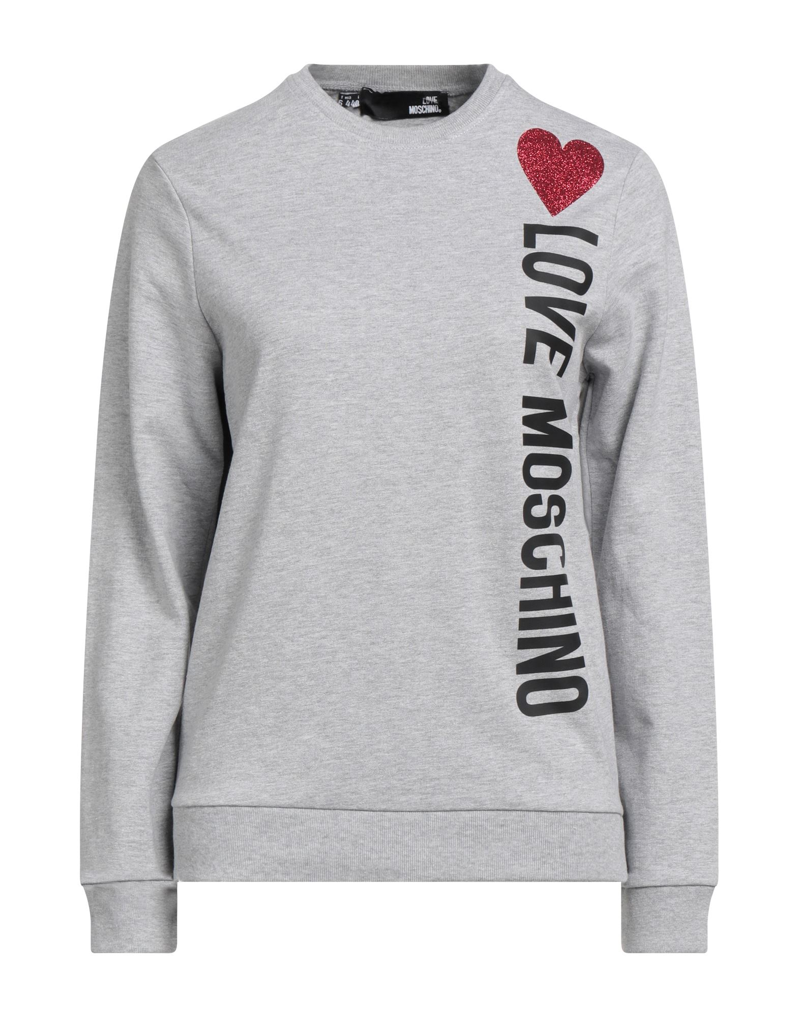 Shop Love Moschino Woman Sweatshirt Grey Size 10 Cotton