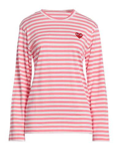 Shop Comme Des Garçons Play Woman T-shirt Pink Size M Cotton