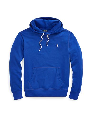 Polo Ralph Lauren Fleece Hoodie Man Sweatshirt Bright Blue Size Xxl Cotton, Recycled Polyester