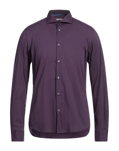 Yes Zee By Essenza Man Shirt Dark Purple Size M Cotton, Nylon, Elastane