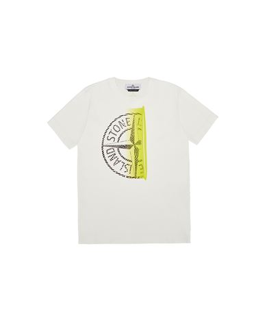 STONE ISLAND JUNIOR 21070 ‘FINGER SCAN ONE’  Short sleeve t-shirt Man Natural White USD 155