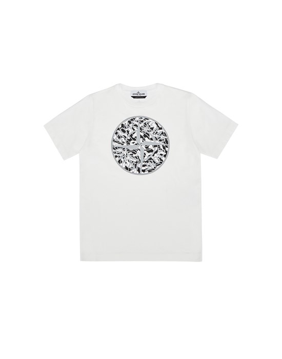 STONE ISLAND JUNIOR 21071 ‘CAMO LOGO’ REFLECTIVE  Short sleeve t-shirt Man Natural White