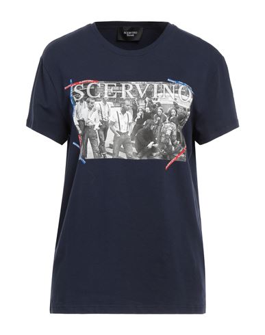 Scervino Woman T-shirt Navy Blue Size S Cotton, Elastane