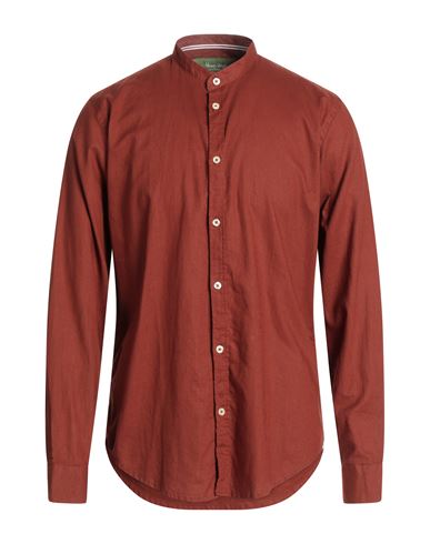 Hermitage Man Shirt Rust Size Xl Linen In Red