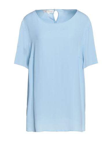 Woman Top Sky blue Size 14 Acetate, Silk