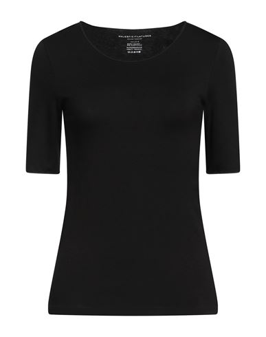 Majestic Filatures Woman T-shirt Black Size 2 Viscose, Elastane