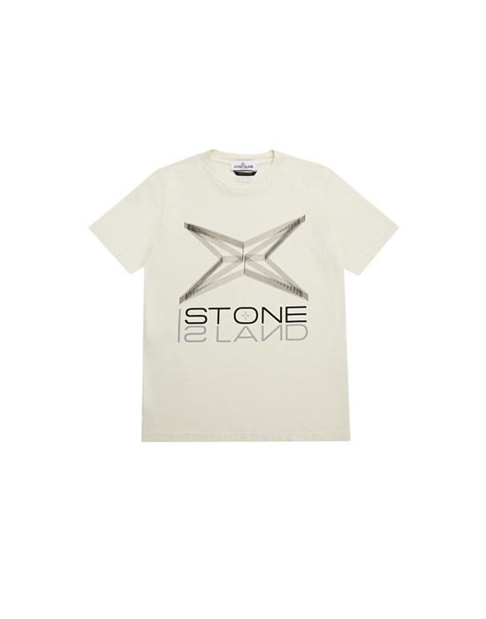 STONE ISLAND JUNIOR 21059 ‘WIREFRAME THREE’ T シャツ メンズ マスチックホワイト