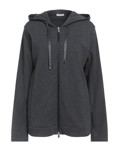 Peserico Woman Sweatshirt Charcoal Size 14 Cotton, Nylon, Silk, Elastane In Gray