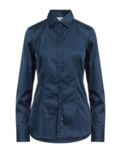 Shop Aglini Woman Shirt Navy Blue Size 8 Cotton, Polyamide, Elastane