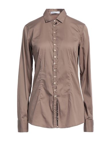 Shop Aglini Woman Shirt Light Brown Size 12 Cotton, Polyamide, Elastane In Beige