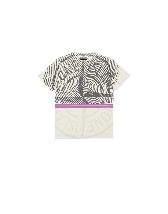  STONE ISLAND KIDS 21052 ‘FINGER SCAN THREE’ 短袖 T 恤 男士 石膏色