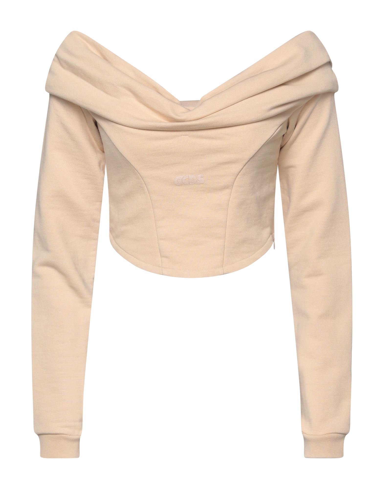 Shop Gcds Woman Sweatshirt Sand Size L Cotton In Beige