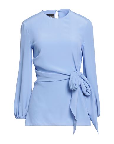 Boutique Moschino Woman Top Azure Size 6 Acetate, Silk In Blue