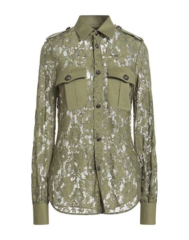 Dsquared2 Woman Shirt Military Green Size 4 Viscose, Polyamide, Cotton, Elastane