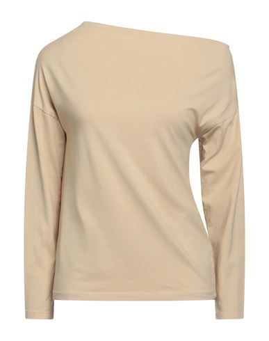 Alpha Studio Woman T-shirt Beige Size 6 Cotton, Elastane