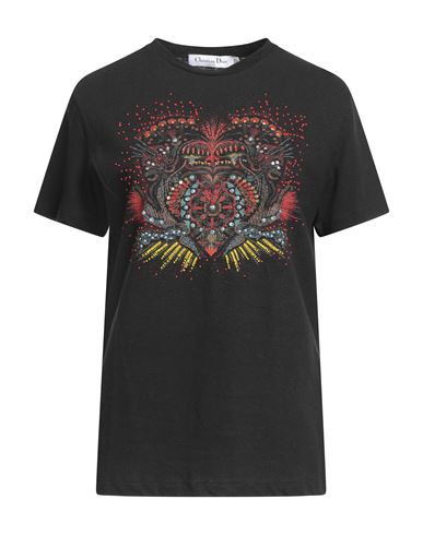Dior Woman T-shirt Black Size M Cotton, Linen, Viscose, Pvc - Polyvinyl Chloride, Glass