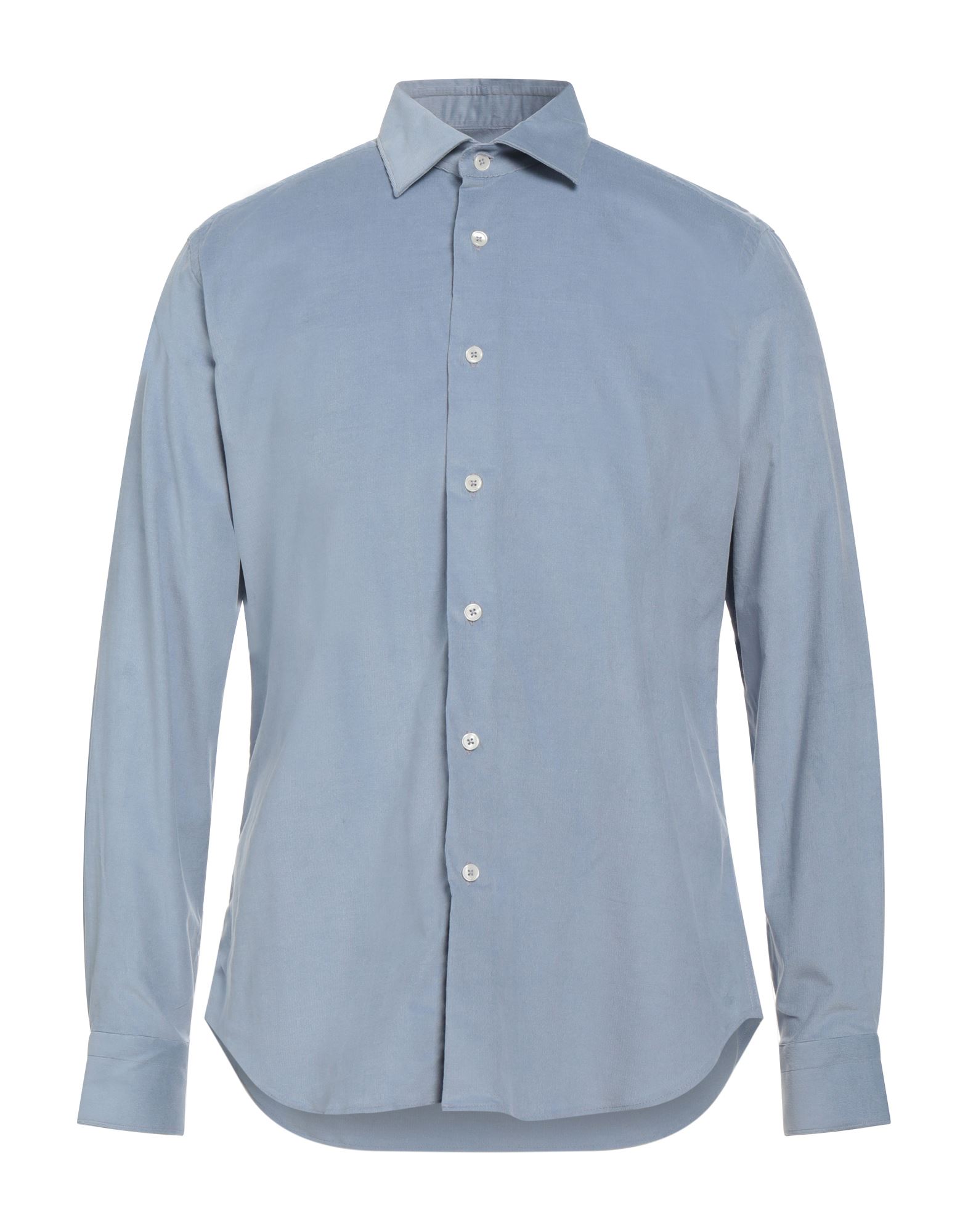 Shop Robert Friedman Man Shirt Slate Blue Size 17 ½ Cotton, Elastane