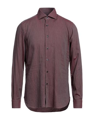 Barba Napoli Man Shirt Mauve Size 16 Cotton In Purple