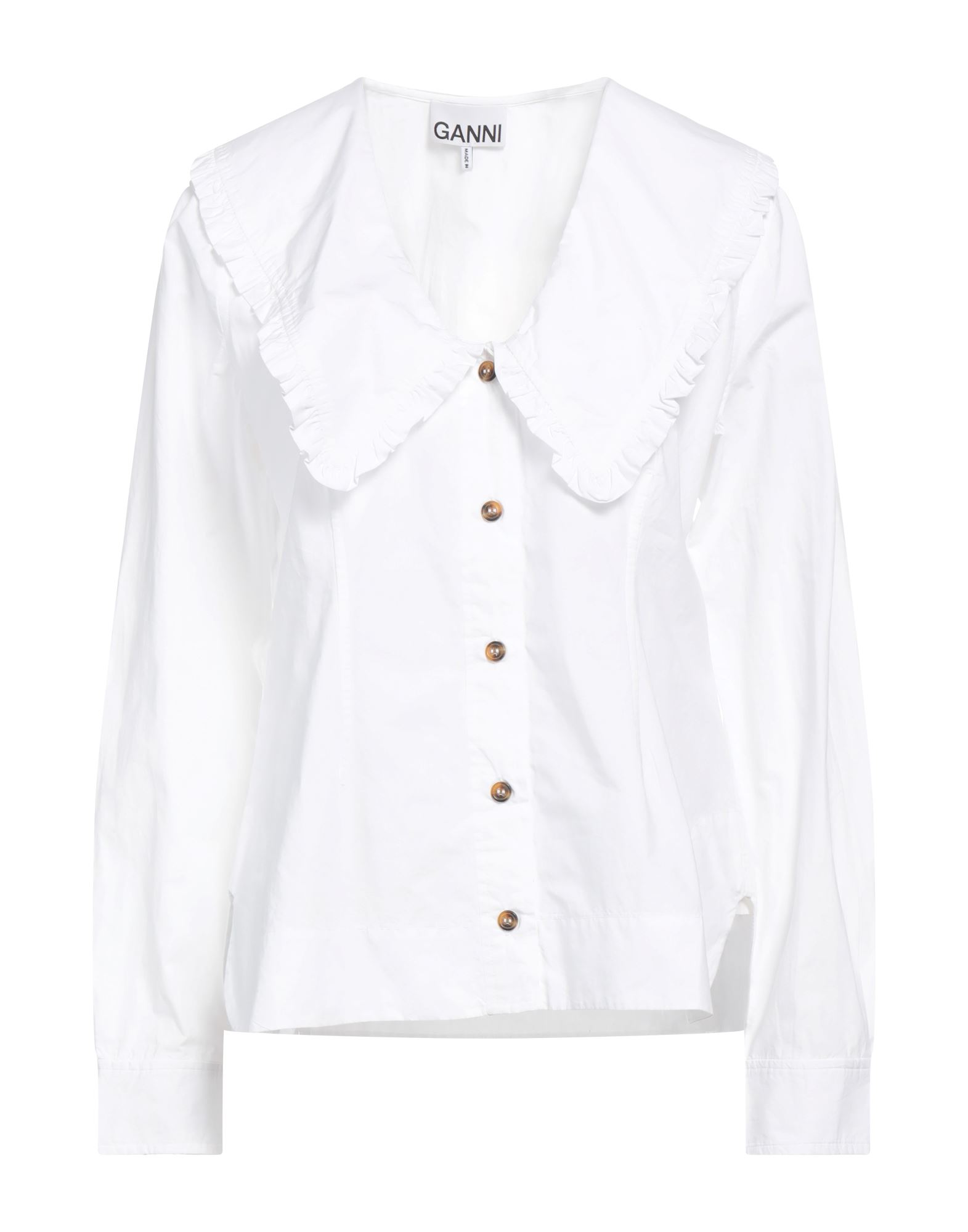 Shop Ganni Woman Shirt White Size 6 Cotton