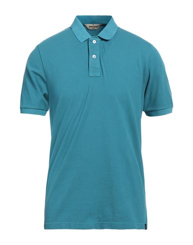 Shop Gran Sasso Man Polo Shirt Turquoise Size 40 Cotton In Blue