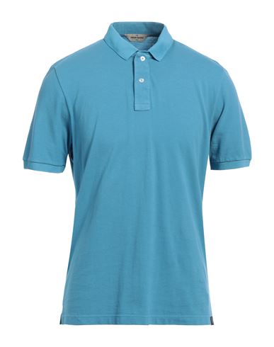 Shop Gran Sasso Man Polo Shirt Azure Size 48 Cotton In Blue