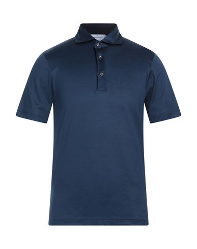 Shop Gran Sasso Man Polo Shirt Navy Blue Size 34 Cotton