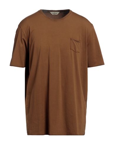 Shop Gran Sasso Man T-shirt Brown Size 48 Cotton, Elastane