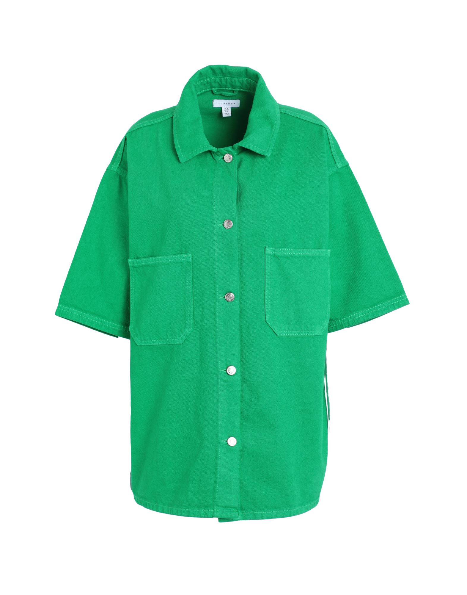Topshop Denim Shirts In Green