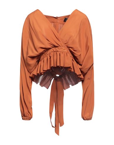 Nora Barth Woman Top Tan Size 4 Acrylic, Silk In Brown