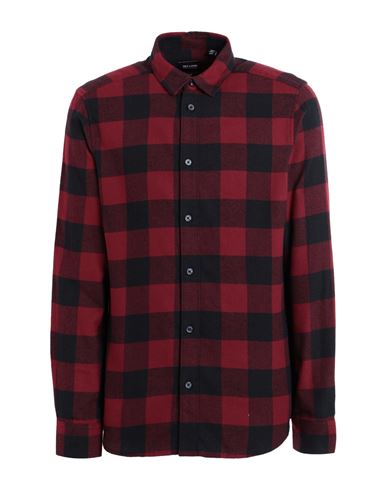 Only & Sons Man Shirt Burgundy Size L Cotton In Red