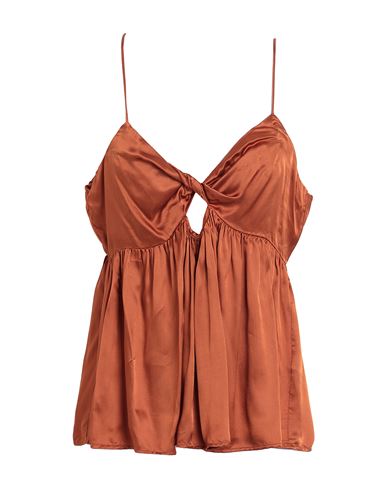 Topshop Woman Top Brown Size 12 Viscose In Red