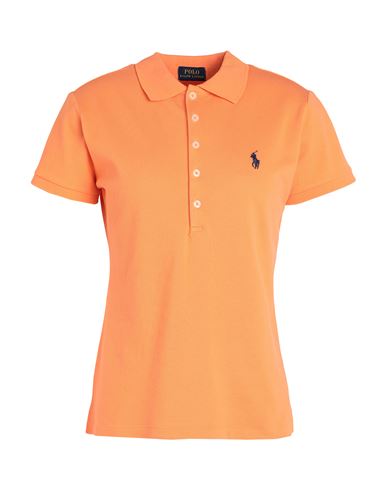 Shop Polo Ralph Lauren Slim Fit Stretch Polo Shirt Woman Polo Shirt Orange Size L Cotton, Elastane