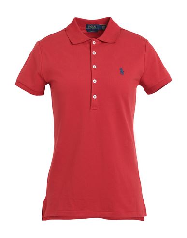 Polo Ralph Lauren Slim Fit Stretch Polo Shirt Woman Polo Shirt Red Size L Cotton, Elastane