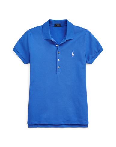 Shop Polo Ralph Lauren Slim Fit Stretch Polo Shirt Woman Polo Shirt Blue Size M Cotton, Elastane