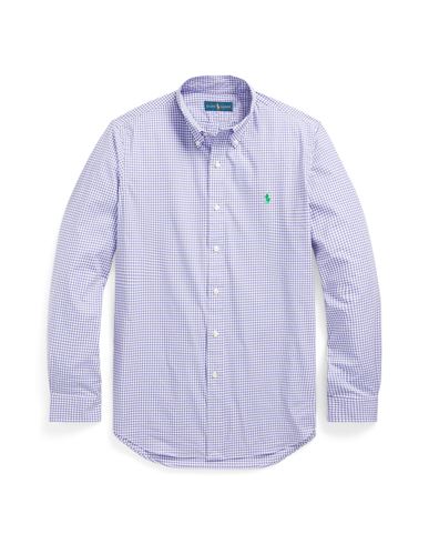 Polo Ralph Lauren Slim Fit Striped Stretch Poplin Shirt Man Shirt Purple Size L Cotton, Elastane